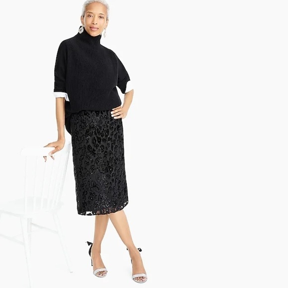 NWT J Crew Slip Midi Cheetah Sparkle Embellishment Skirt - Picture 1 of 14